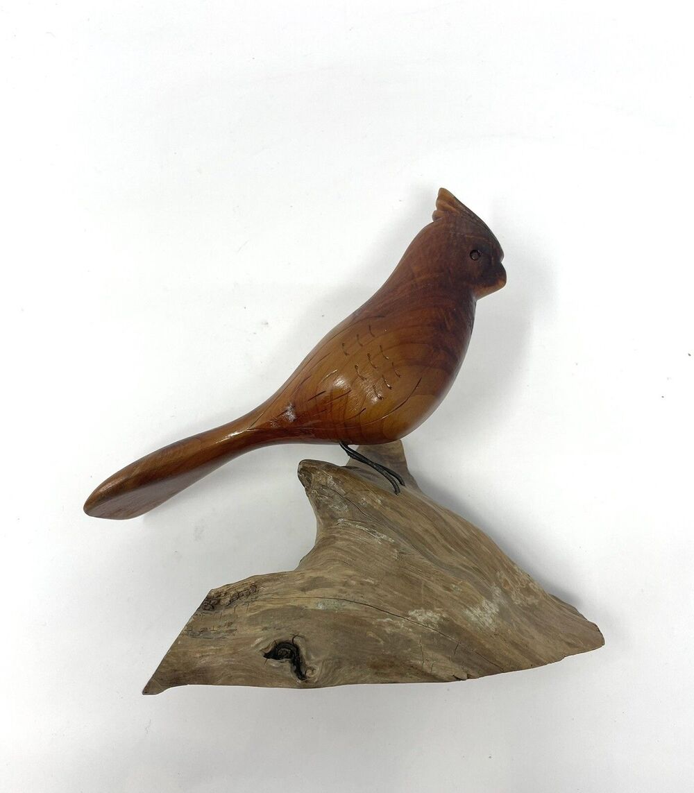 Randy Whaley cabincore cottagecore hand Carved Cardinal On Branch